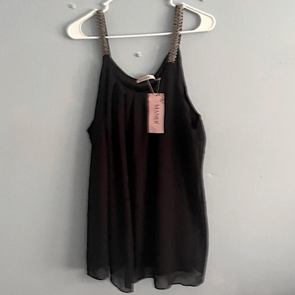 NWT Maner sz 3XL Black Sleeveless Dress Top‎